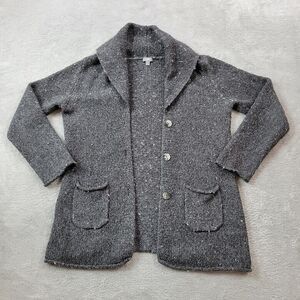 J Jill Sweater Womens Medium Gray Wool Blend Knit Pockets Warm Heavy
